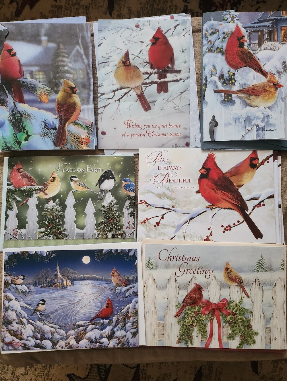 23 Christmas Birds Cards  with Envelopes